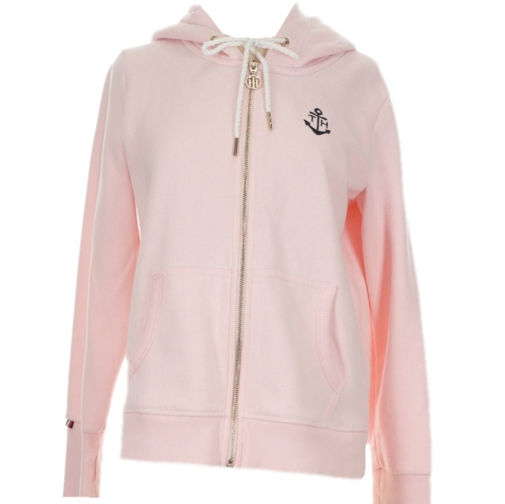 Tommy Hilfiger Women's Gold Crest Logo Zip Hoodie - Size S, EUC